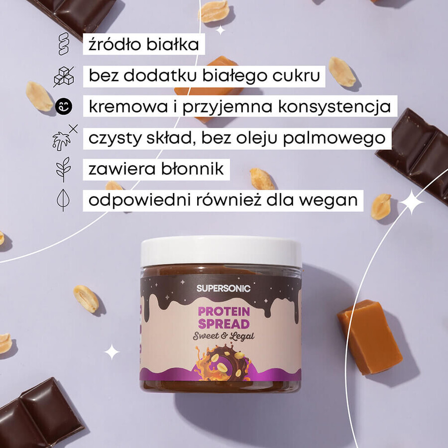 Supersonic, crème de noix, saveur chocolat et caramel avec morceaux de noix, 160 g