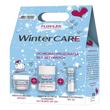 Set Flos-Lek Winter Care, crème protectrice pour l'hiver, 50 ml + stick crème, 24 g + rouge à lèvres, 4 g