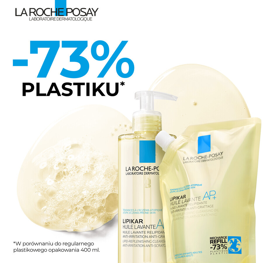 La Roche-Posay Lipikar AP+, huile nettoyante relipidante contre les irritations cutanées, réserve, 400 ml