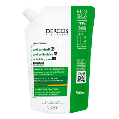 Vichy Dercos Anti Dandruff DS, shampooing antipelliculaire, cheveux secs, bouillon, 500 ml