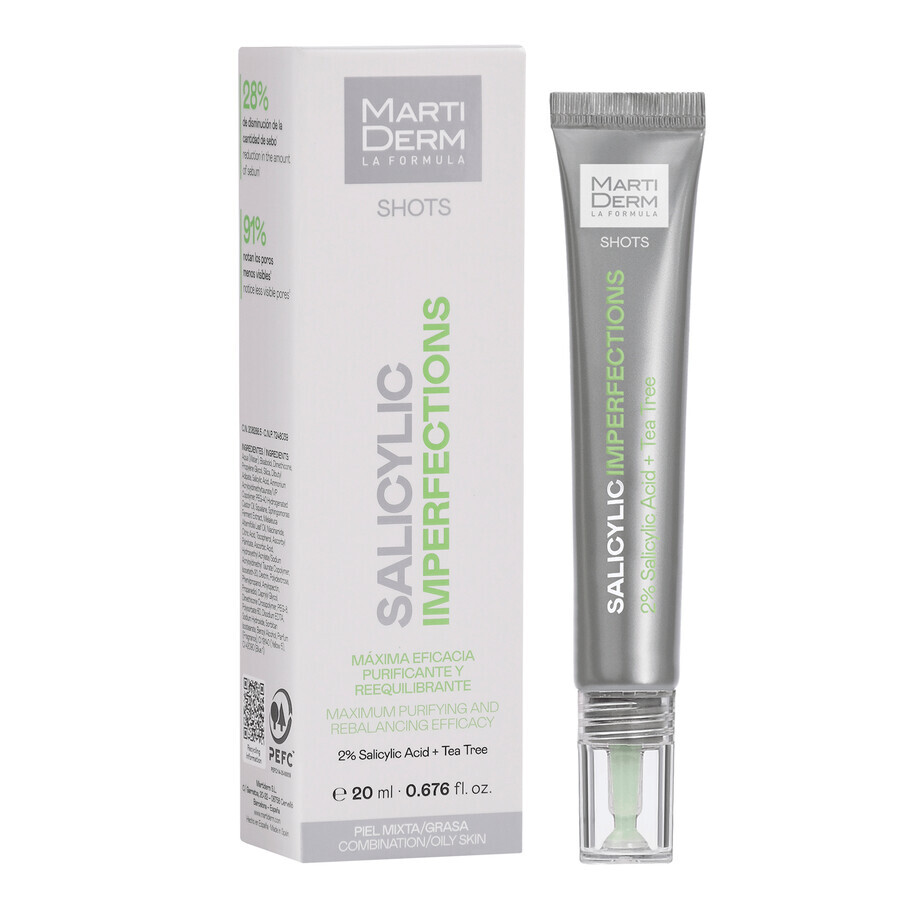 MartiDerm Shots Salicylic Imperfections, sérum nettoyant concentré pour le visage, 20 ml