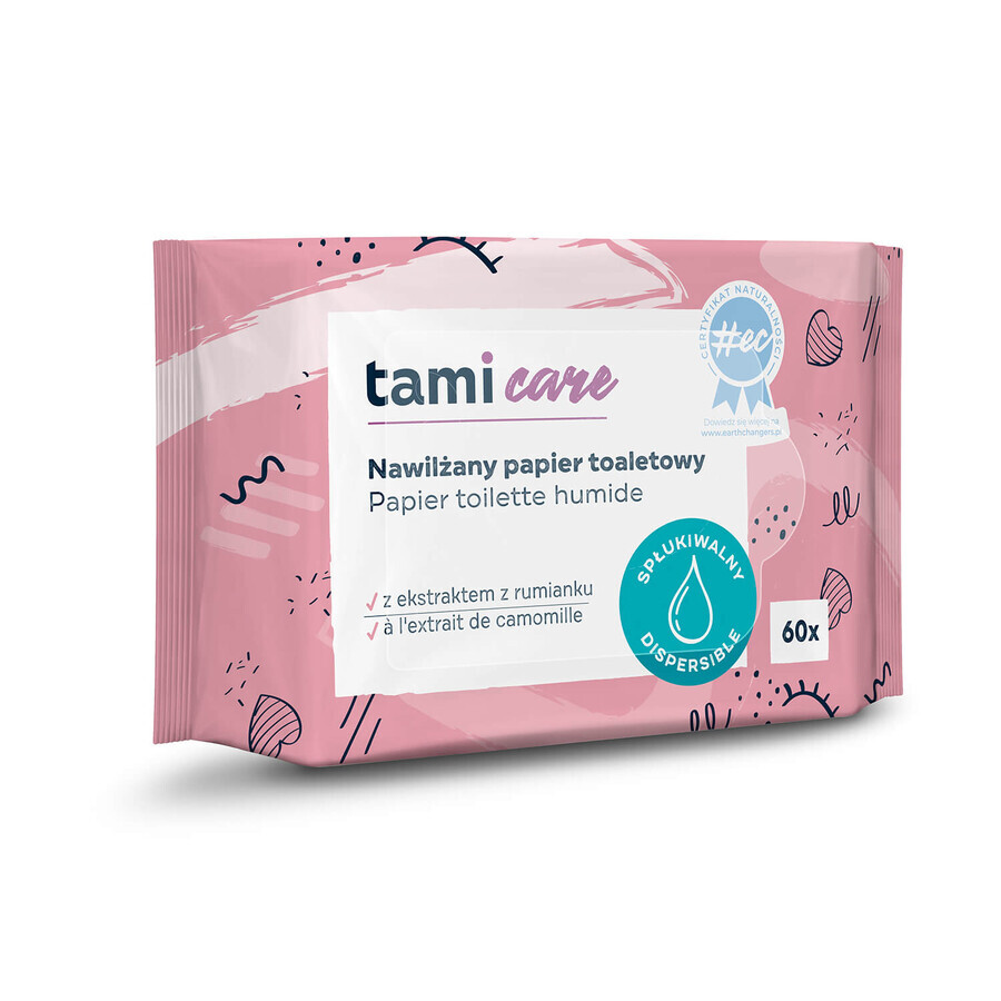 Tami Care, papier hygiénique humidifié à l'extrait de camomille, 60 pièces