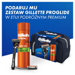 Gillette Proglide Set, rasoir, 1 pc + lame, 1 pc + gel de rasage, 200 ml + sac cosmétique, 1 pc