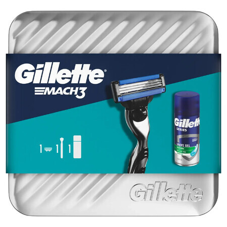 Set Gillette Mach 3, aparat de ras, 1 buc + gel de ras, 75 ml