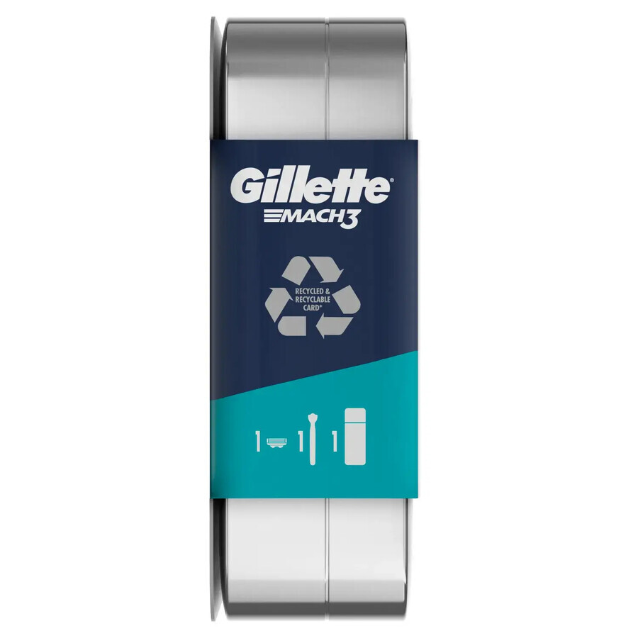 Set Gillette Mach 3, aparat de ras, 1 buc + gel de ras, 75 ml