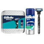 Set Gillette Mach 3, aparat de ras, 1 buc + gel de ras, 75 ml