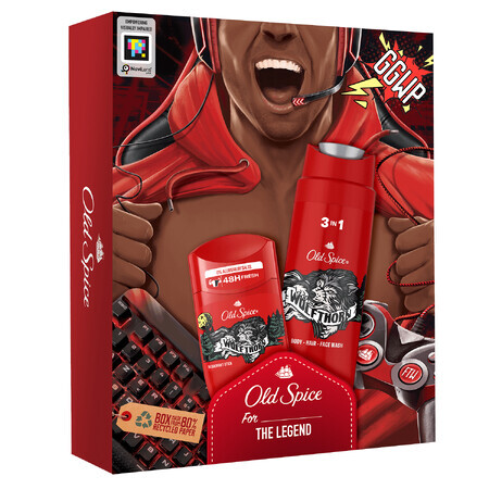 Set Old Spice Gamer, deodorante in stick, Wolfthorn, 50 ml + gel doccia 3 in 1, Wolfthorn, 250 ml