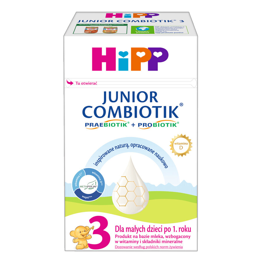 HiPP 3 Junior Combiotik, produs pe bază de lapte, după 1 an, 550 g