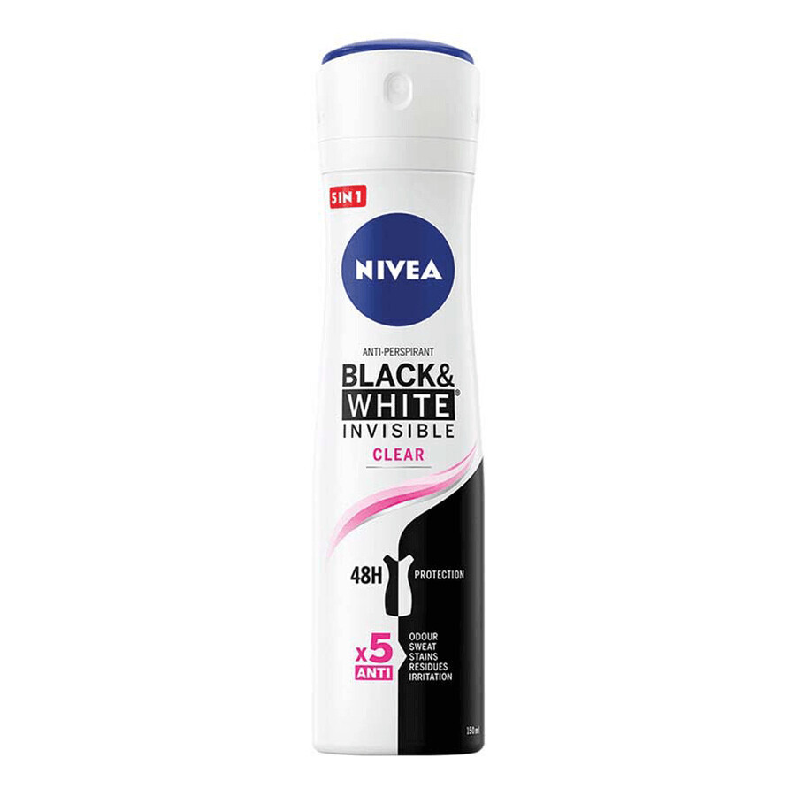 Déodorant spray Black & White Invisible Clear, 150 ml, Nivea