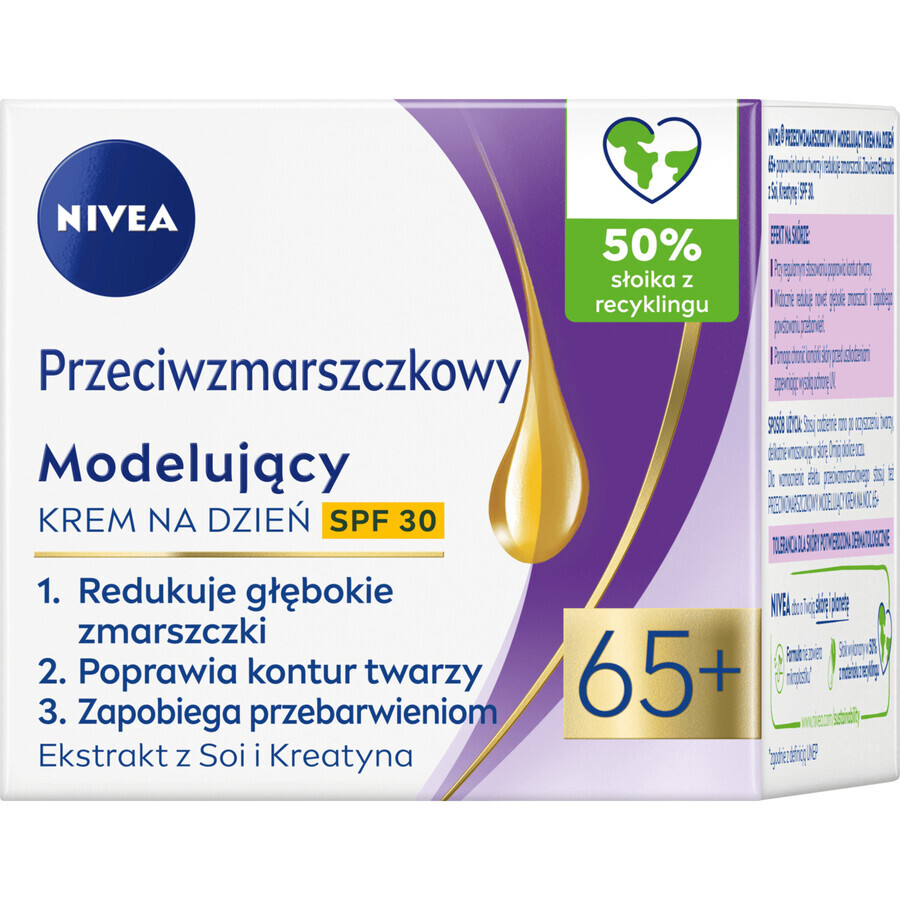 Nivea, cremă modelatoare antirid 65+, zi, SPF 30, 50 ml