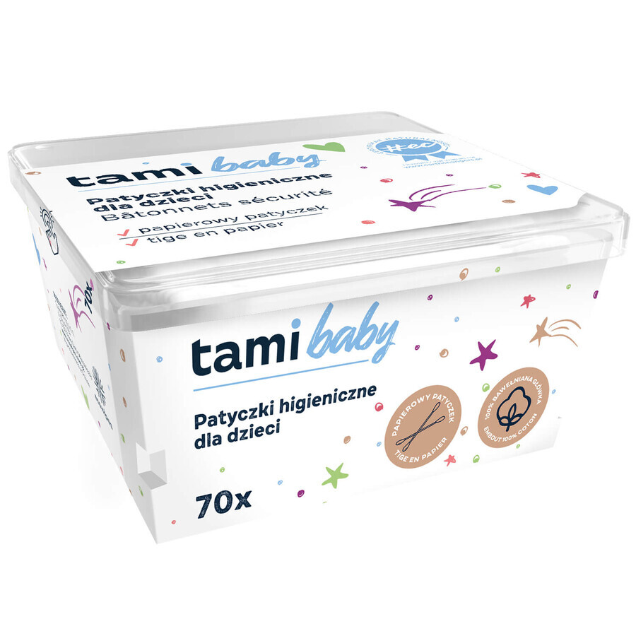 Tami MyBaby, cotons-tiges pour bébés et jeunes enfants, 100% coton, 70 pièces