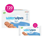 WaterWipes Bio, lingettes humides, eau, dès la naissance, 12 x 60 pcs