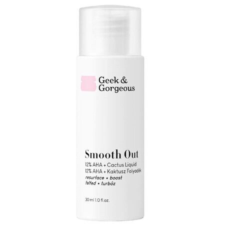 Geek &amp; Gorgeous Smooth Out, exfoliante fuerte con 12% de ácidos AHA y tuna calmante, 30 ml