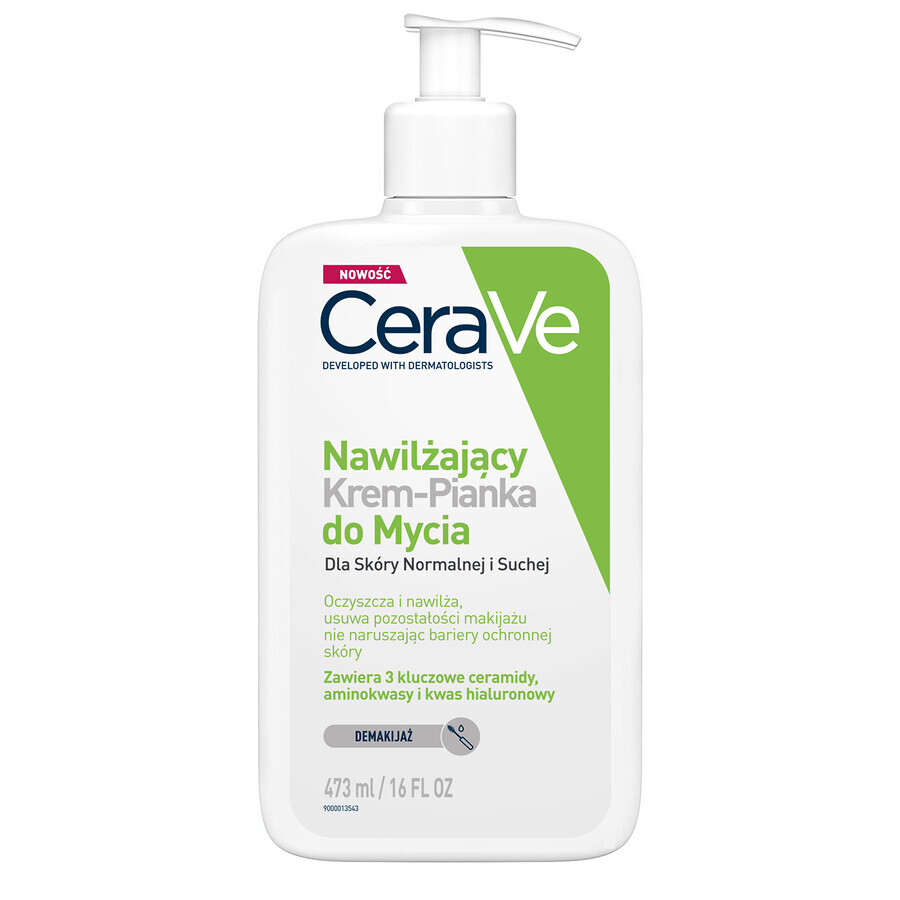 CeraVe, nettoyant crème-mousse hydratant, peaux normales et sèches, 473 ml