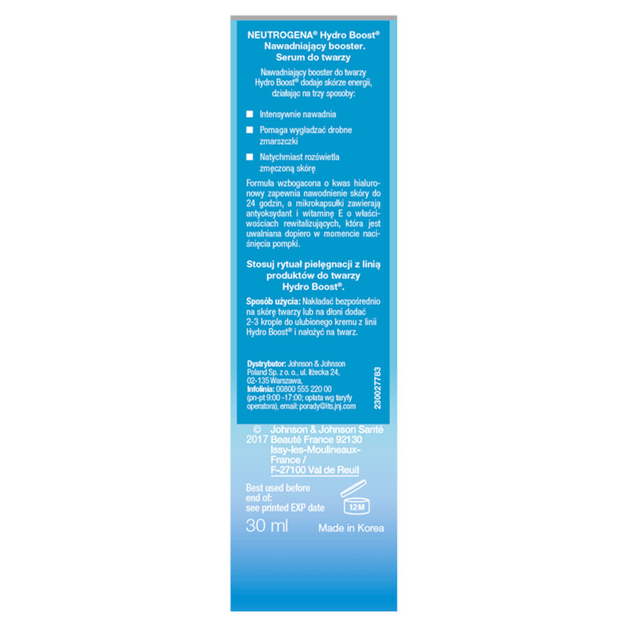 Neutrogena Hydro Boost, booster hydratant pour le visage, 30 ml