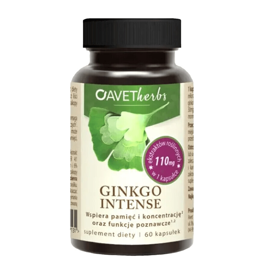 Avet Herbs Ginkgo Intense, 60 gélules