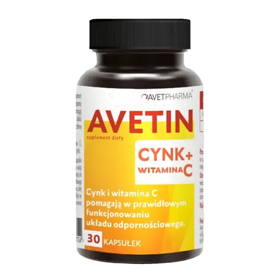 Avetin Zinc + Vitamine C, 30 gélules