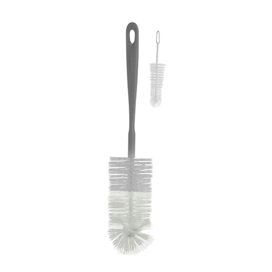 BabyOno bottle and teat brush with mini brush, gray