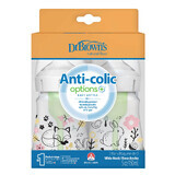 Dr Brown Anti-colique Options+, biberon anti-colique, col large, forêt, 2 x 150 ml