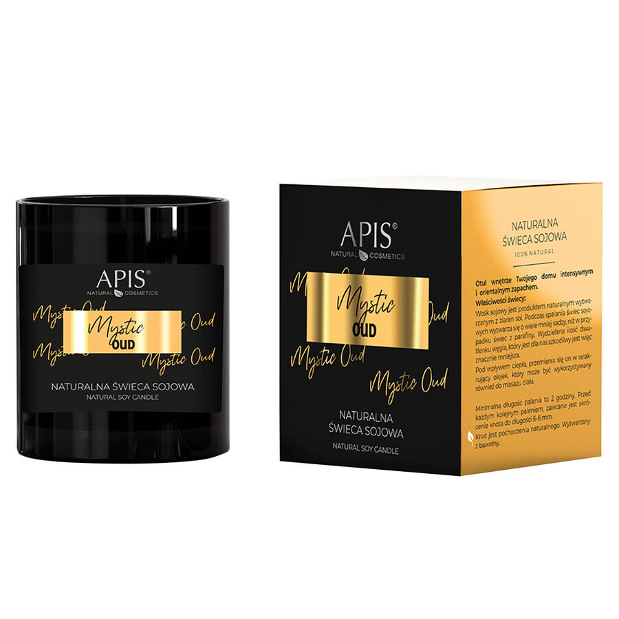 Apis Mystic Oud, lumânare naturală din soia, 220 g