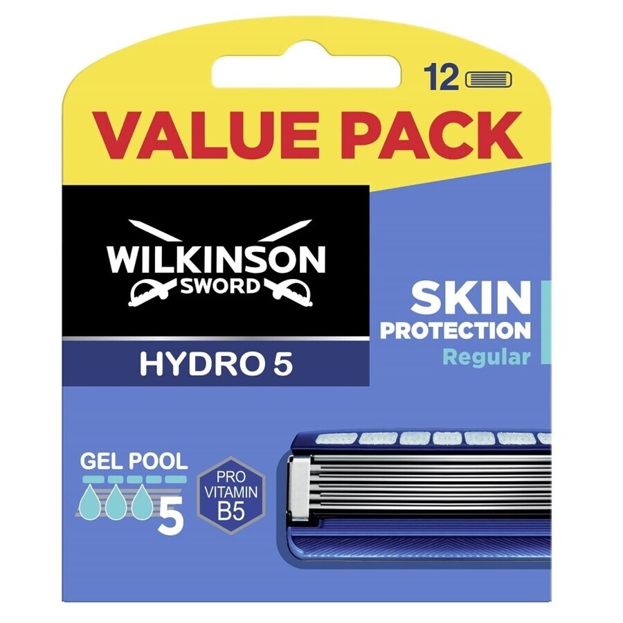 Wilkinson Sword Hydro 5, cartouches de remplacement, Protection de la peau régulière, 12 pièces