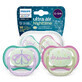 Avent Ultra Air Night, t&#233;tine, silicone, sym&#233;trique, phosphorescente, fille, SCF376/19, 0-6 mois, 2 pi&#232;ces