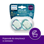 Avent Ultra Air Nighttime, tétine, silicone, symétrique, phosphorescente, garçon, SCF376/13, 6-18 mois, 2 pièces