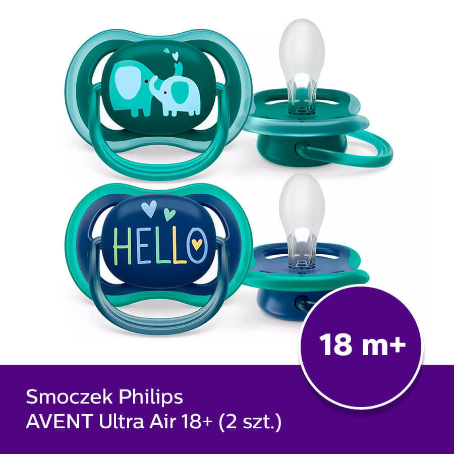 Avent Ultra Air, Schnuller, Silikon, symmetrisch, Junge, SCF349/18, ab 18 Monate, 2 Stück