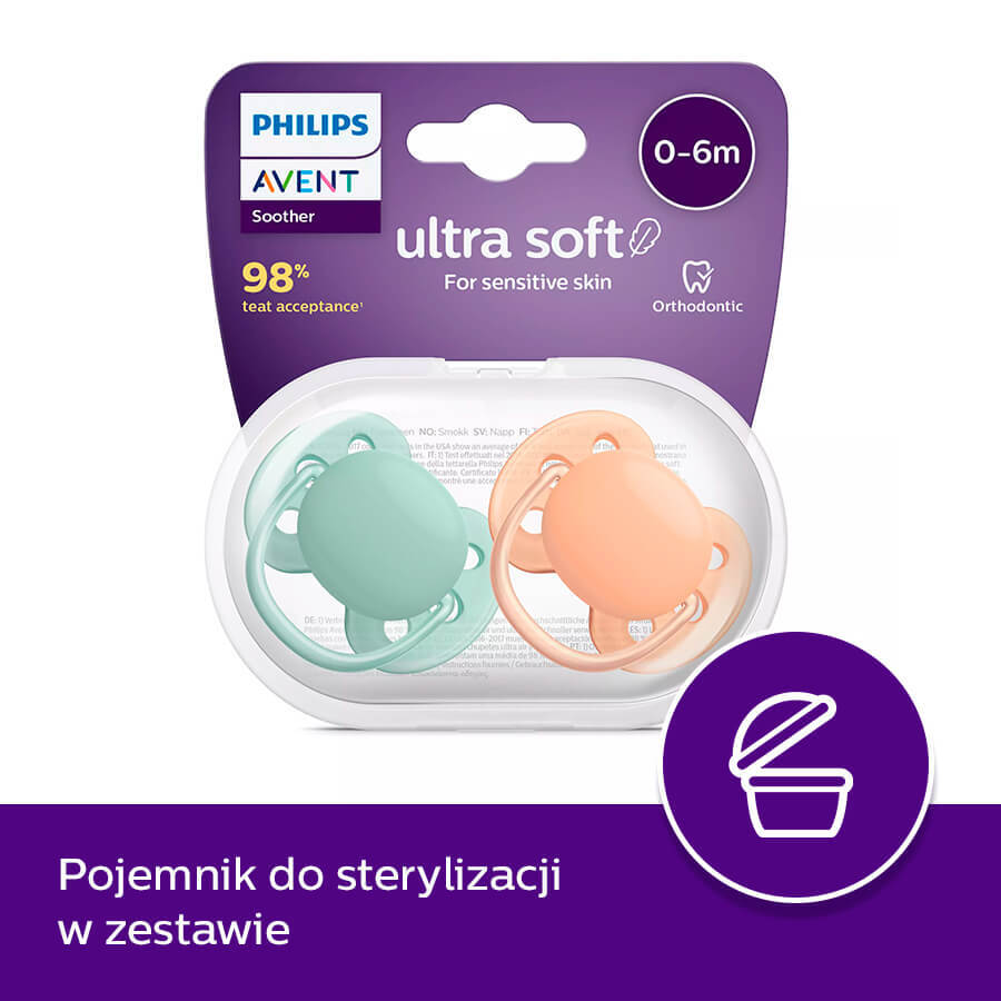 Avent Ultra Soft, Schnuller, Silikon, symmetrisch, neutral, SCF091/03, 0-6 Monate, 2 Stück