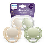 Avent Ultra Soft, pacifier, silicone, symmetrical, neutral, SCF091/05, 0-6 months, 2 pieces