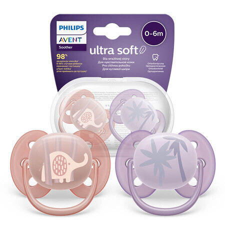 Avent Ultra Soft, Schnuller, Silikon, symmetrisch, neutral, SCF091/09, 0-6 Monate, 2 Stück