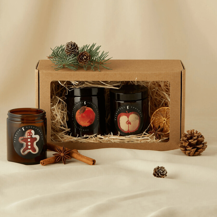 Flagolie Four Seasons Christmas Scent set, bougie soja, pain d'épices, 120 g + orange épicée, 120 g + tarte aux pommes, 120 g