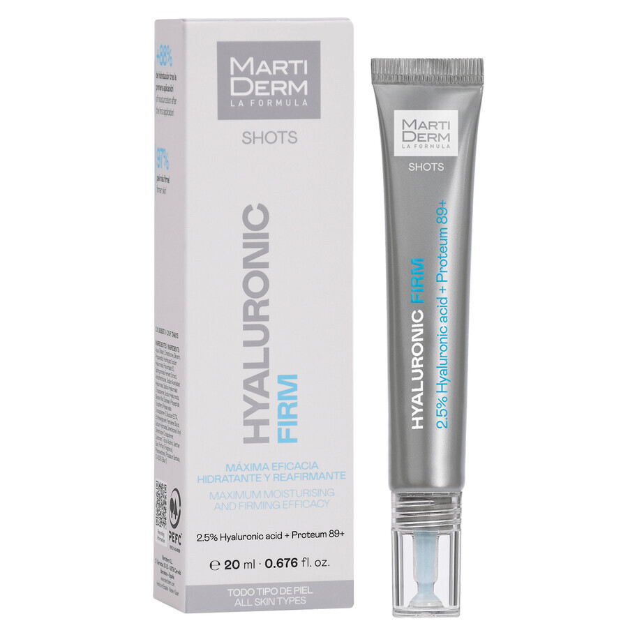 Set con MartiDerm Shots Hyaluronic Filler, siero per il viso, 20 ml + Platinum Night Renew, booster notturno, 2 ml x 5 fiale