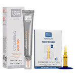 Set avec MartiDerm Shots Vitamin C Antiox, sérum pour le visage, 20 ml + Platinum Night Renew, booster de nuit, 2 ml x 5 ampoules