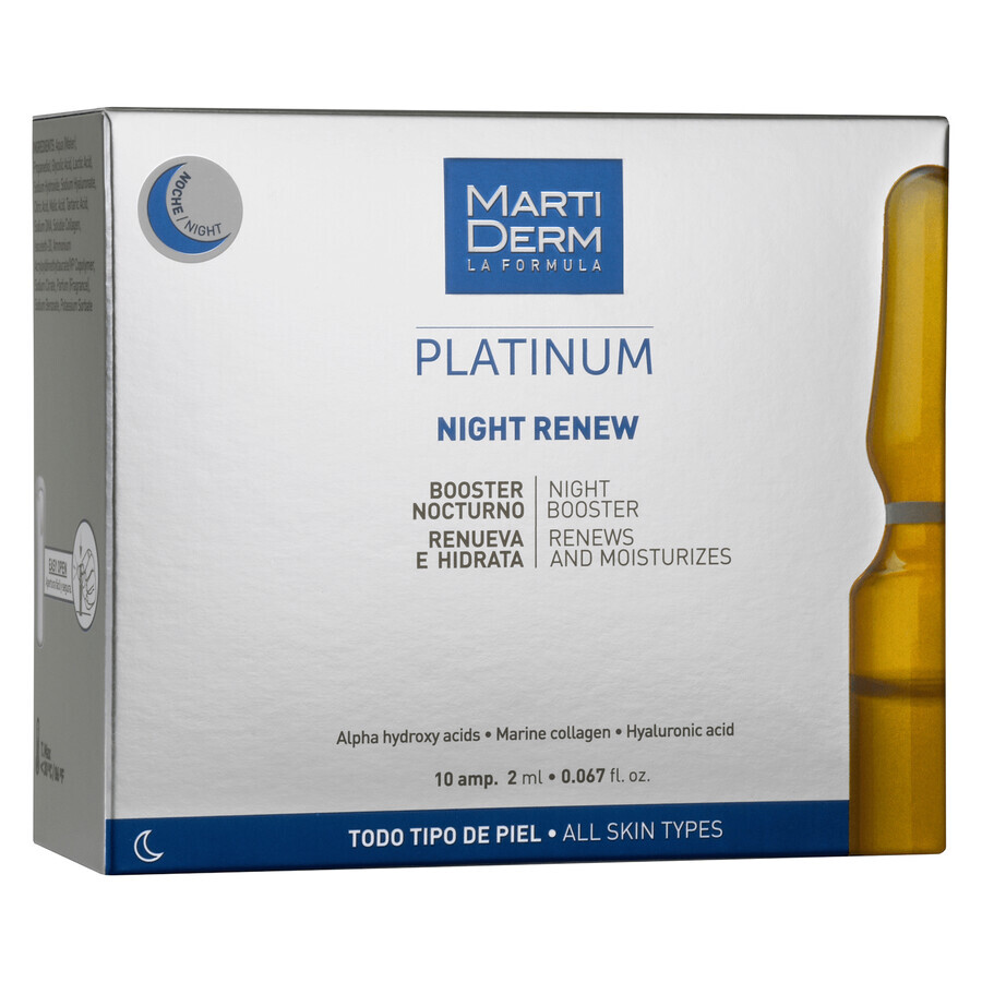 Set met gratis MartiDerm Platinum Night Renew, nachtbooster, 2 ml x 10 ampullen + 5 ampullen