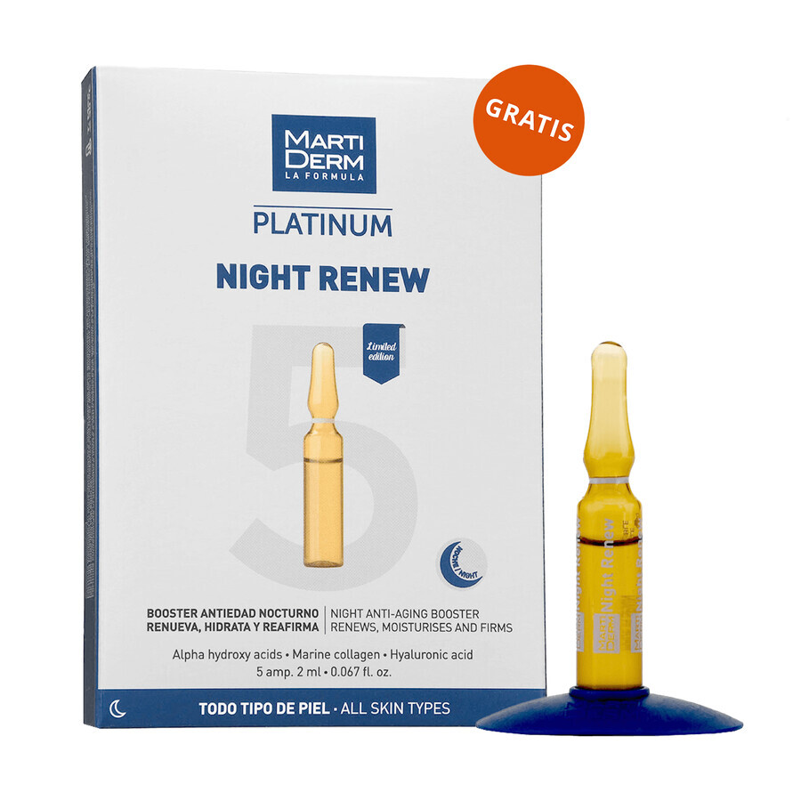 Set met gratis MartiDerm Platinum Night Renew, nachtbooster, 2 ml x 10 ampullen + 5 ampullen