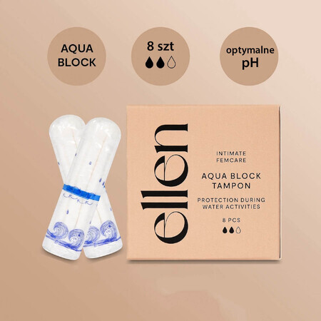 Ellen Sport Aqua Block, hygiënische tampons voor in het zwembad, 8 stuks