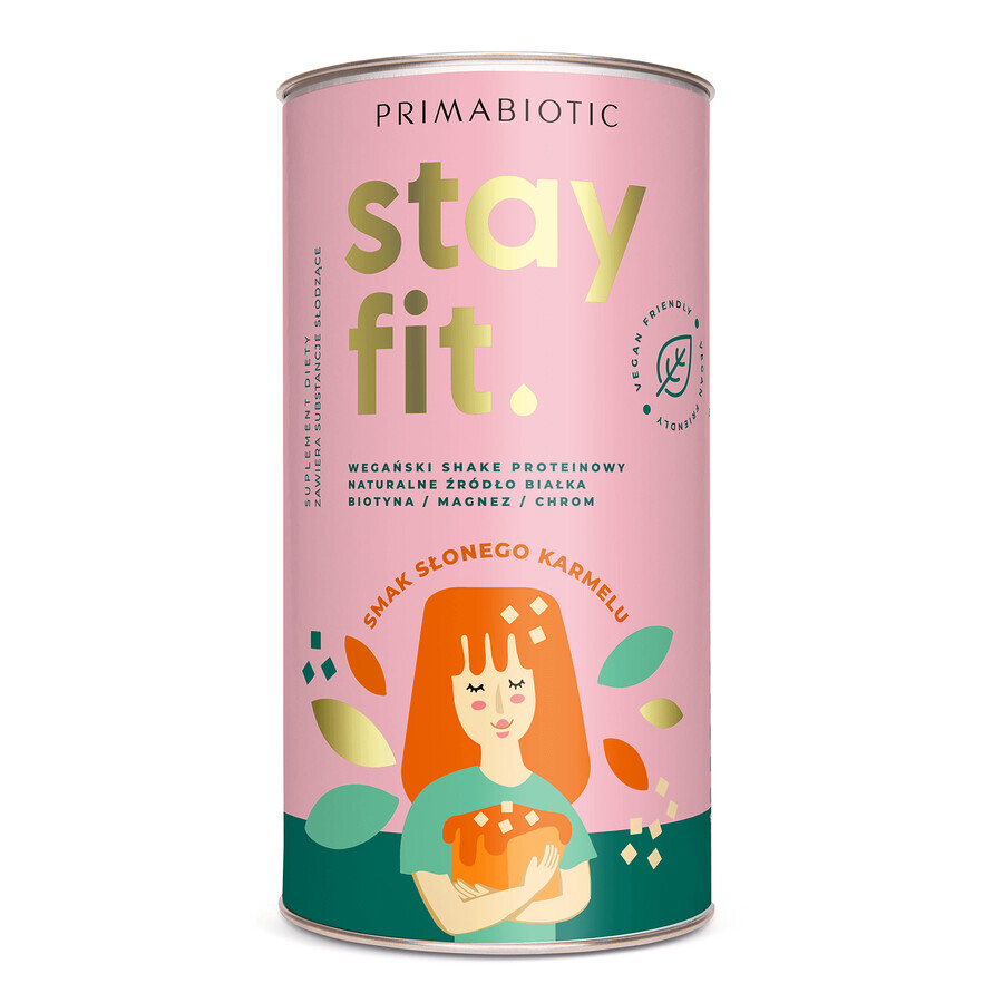 Primabiotic Stay Fit, shake protéiné végétalien, saveur caramel salé, 500 g