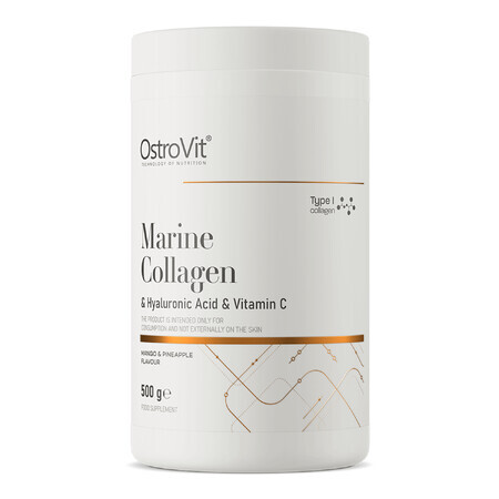 OstroVit Marine Collagen &amp; Hyaluronsäure &amp; Vitamin C, Mango-Ananas-Geschmack, 500 g