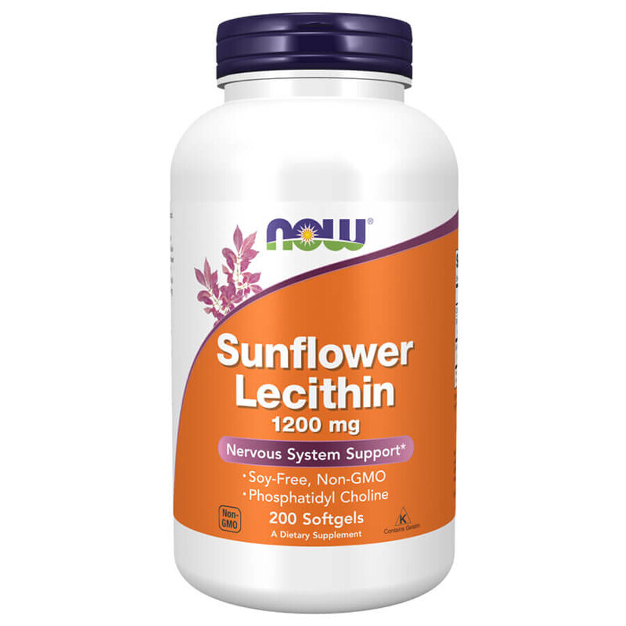 Now Foods Sunflower Lecithin, lécithine de graines de tournesol 1200 mg, 200 capsules molles