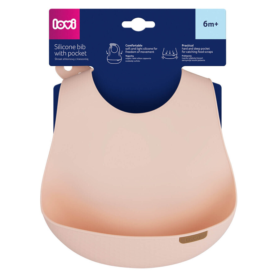 Lovi, bavoir en silicone avec poche, nude, 1 pièce