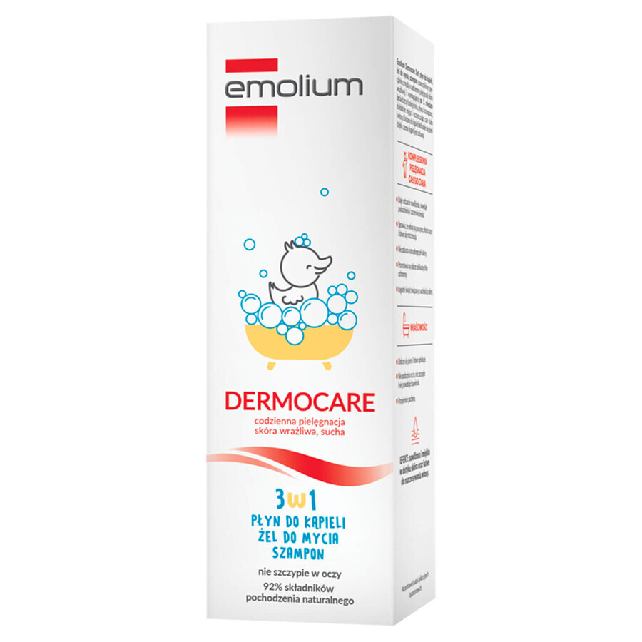 Emolium Dermocare 3-in-1 set, lotion de bain, gel lavant et shampooing, après 1 mois, 2 x 400 ml + émulsion de bain, 50 ml gratuit