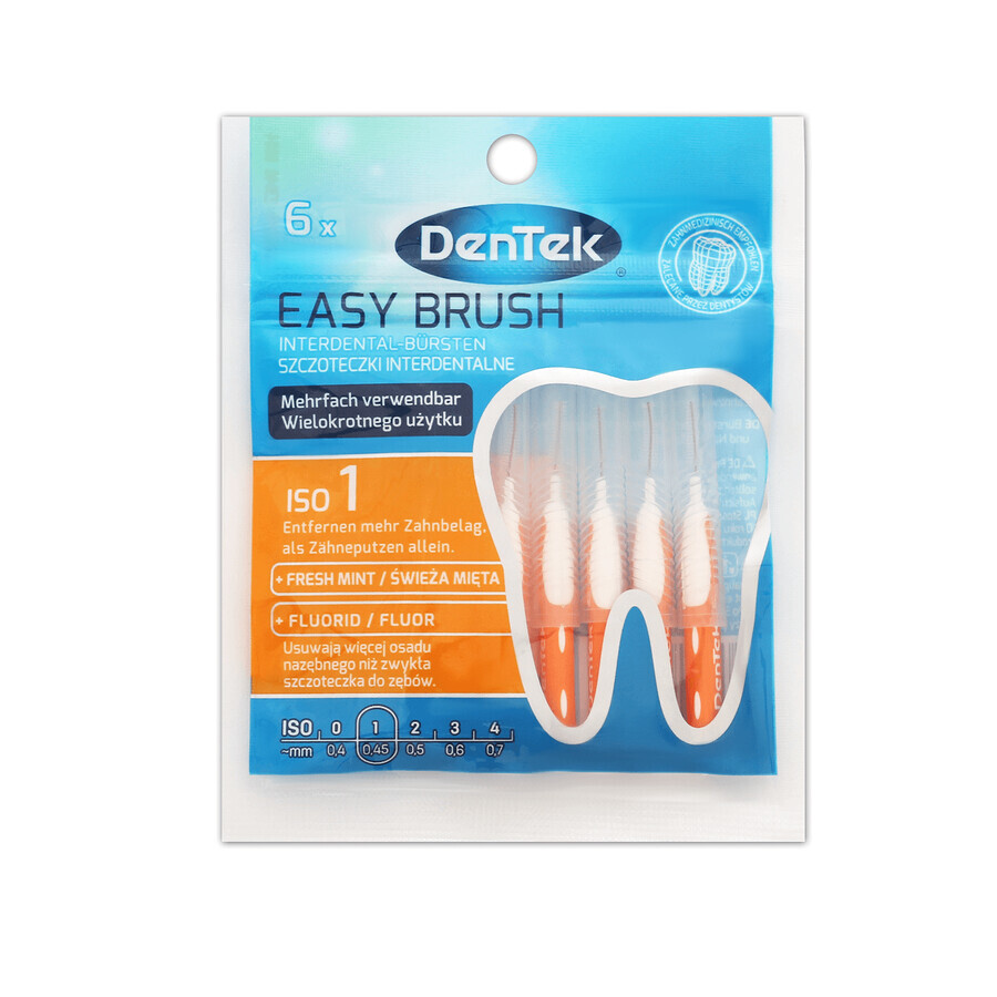 DenTek Easy Brush, brosses interdentaires, taille 1, 0.45 mm, 6 pièces