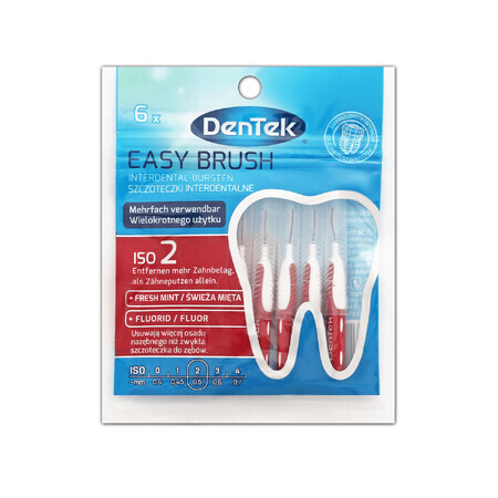 DenTek Easy Brush, brosses interdentaires, taille 2, 0.5 mm, 6 pièces