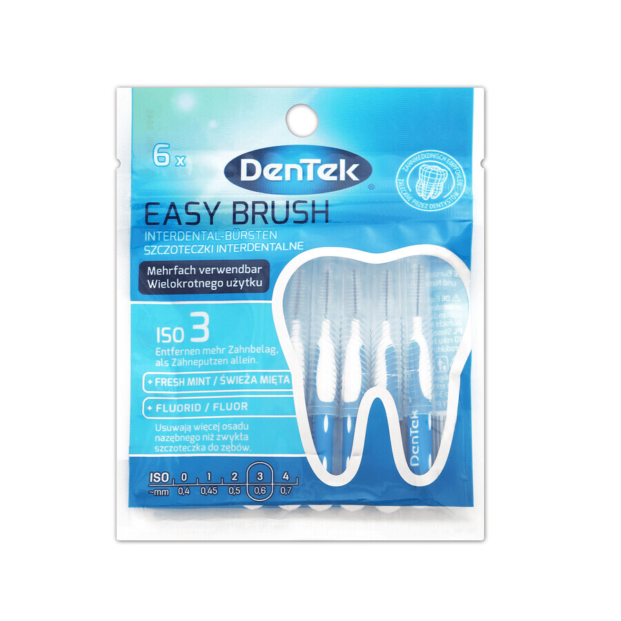 DenTek Easy Brush, brosses interdentaires, taille 3, 0.6 mm, 6 pièces