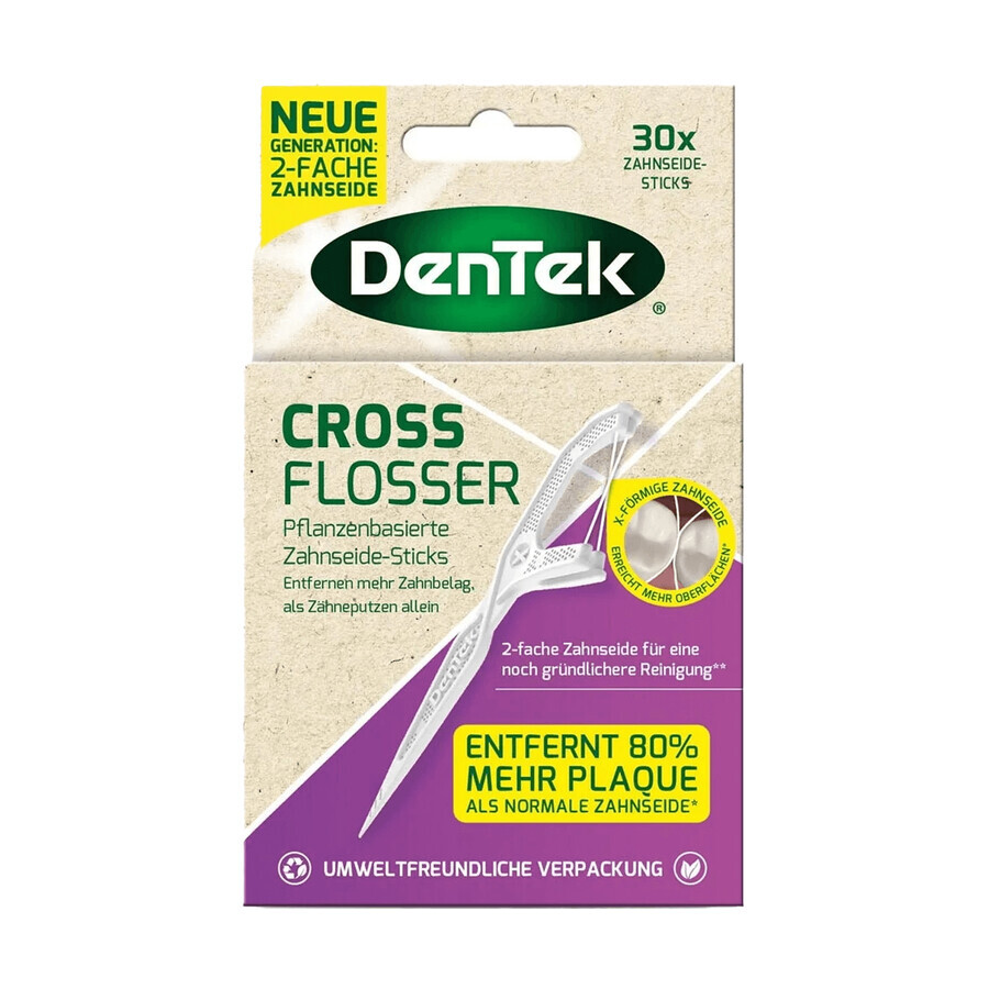 DenTek Cross Flosser, cure-dents avec fil dentaire, 30 pièces