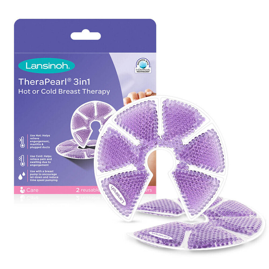 Set Lansinoh Therapearl, compresses mammaires en gel 3-en-1, 2 pièces + biberon de tétine NaturalWave, 160 ml gratuit