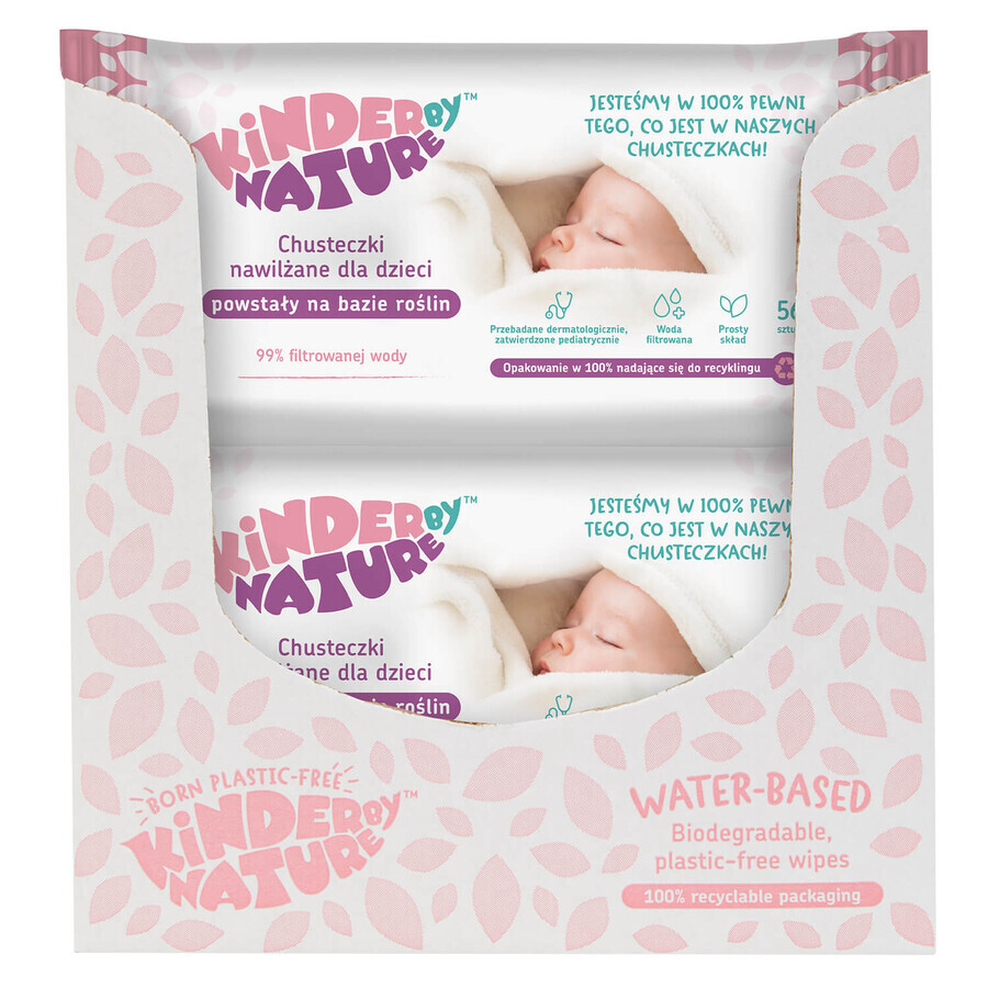 Kinder by Nature, baby and children's wet wipes, 12 x 56 pieces