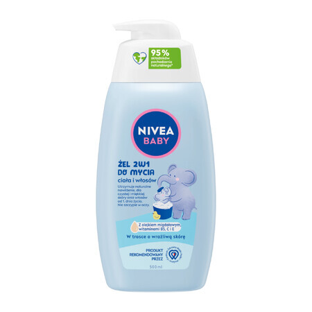 Nivea Baby, gel 2 en 1 para lavar cuerpo y cabello, desde 1 día de vida, 500 ml