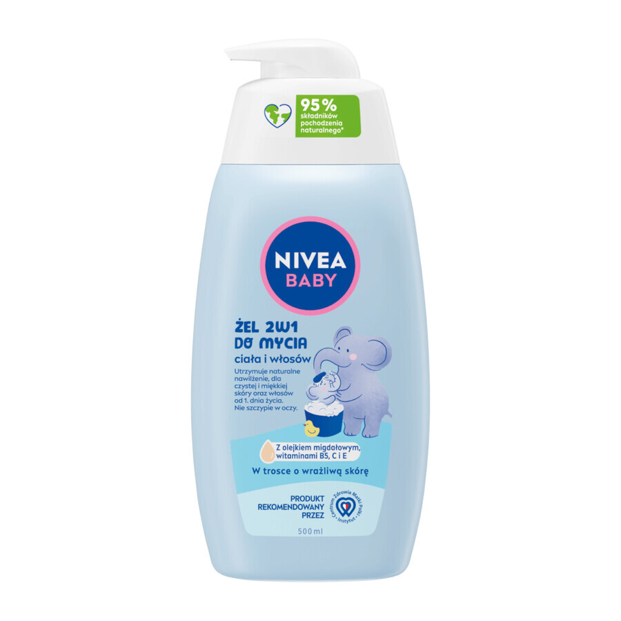 Nivea Baby, gel 2 en 1 para lavar cuerpo y cabello, desde 1 día de vida, 500 ml